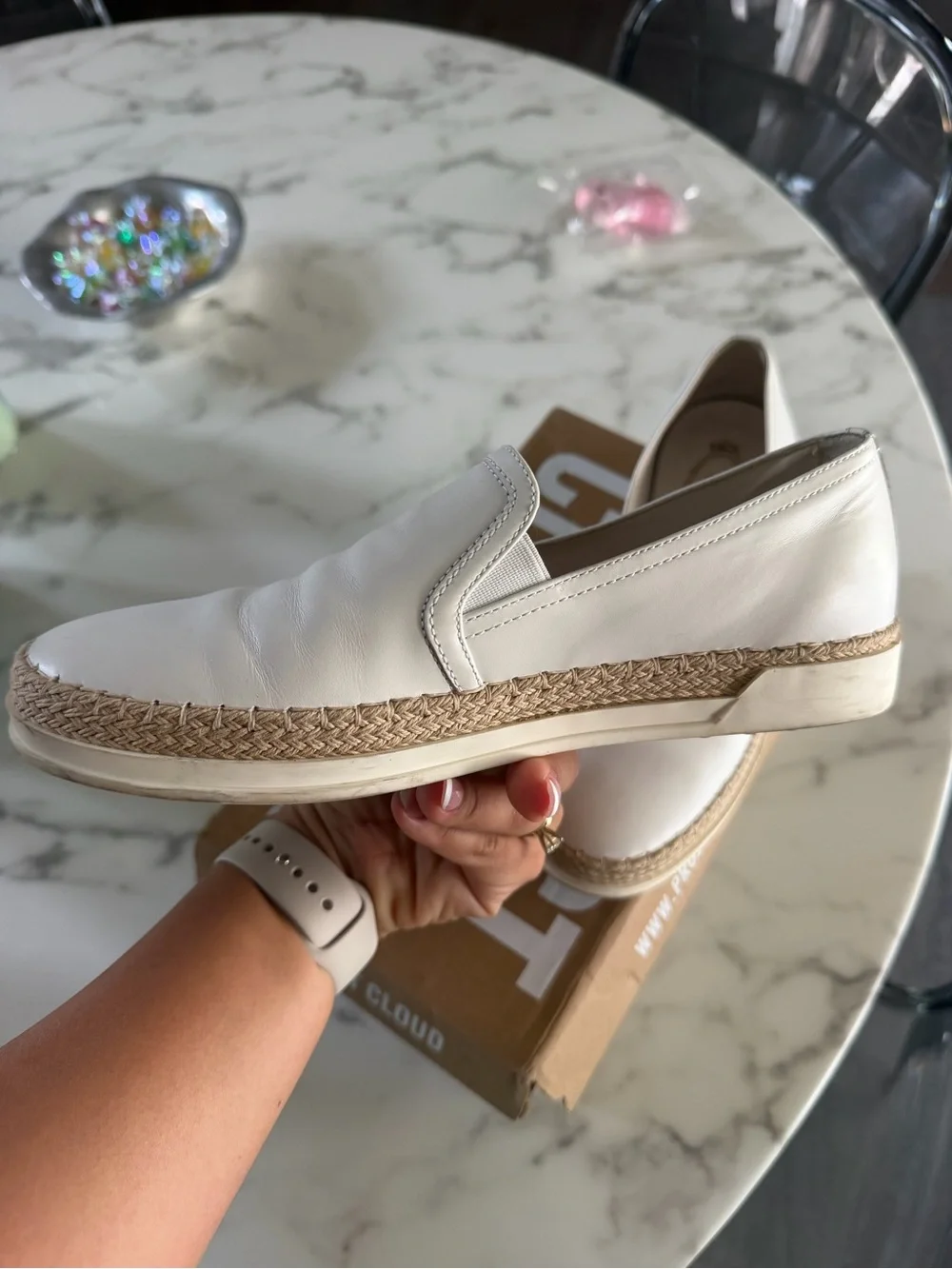 Tod's White Leather Slip-On Espadrille Mule